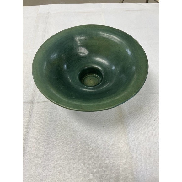 Vintage Roseville Green Lily Art Pottery Console Bowl Vase 8-10